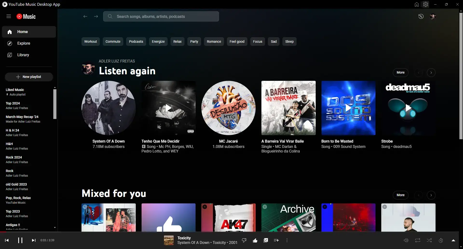 YTM Desktop playing YouTube Music on the desktop